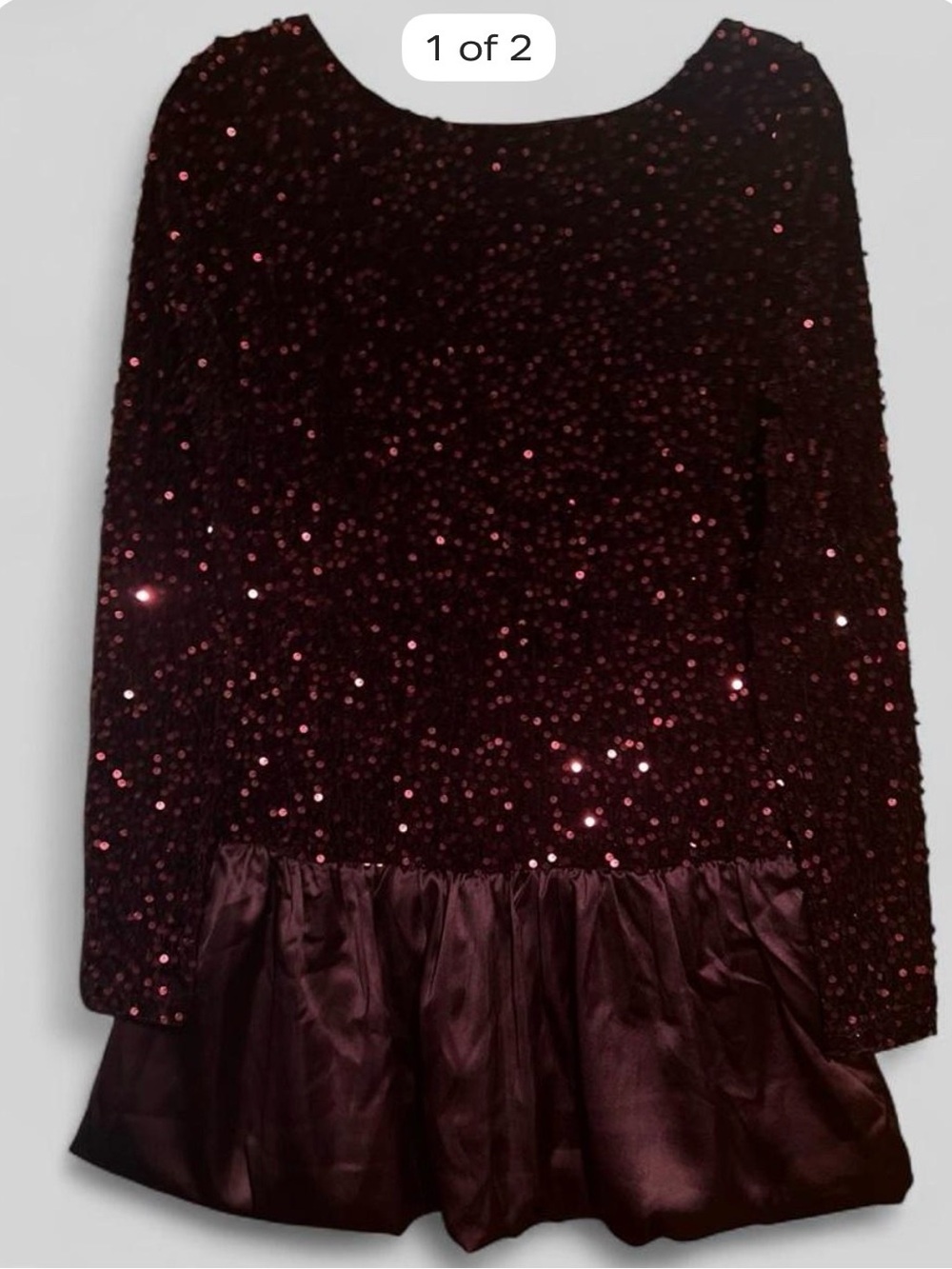 Lulu's Wine Red Sequin Mini Skirt with Satin Ruffle Hem